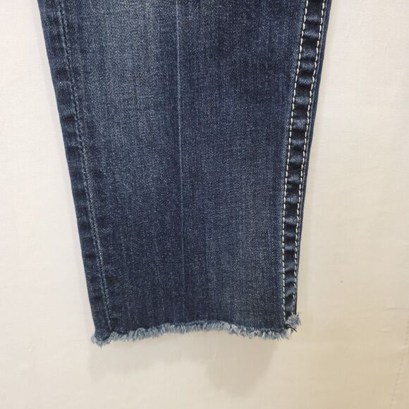 Vigoss Chelsea Capri Jeans Denim Sz 7/8 Stretch Distressed Raw Freyed Hem Casual - Picture 7 of 15